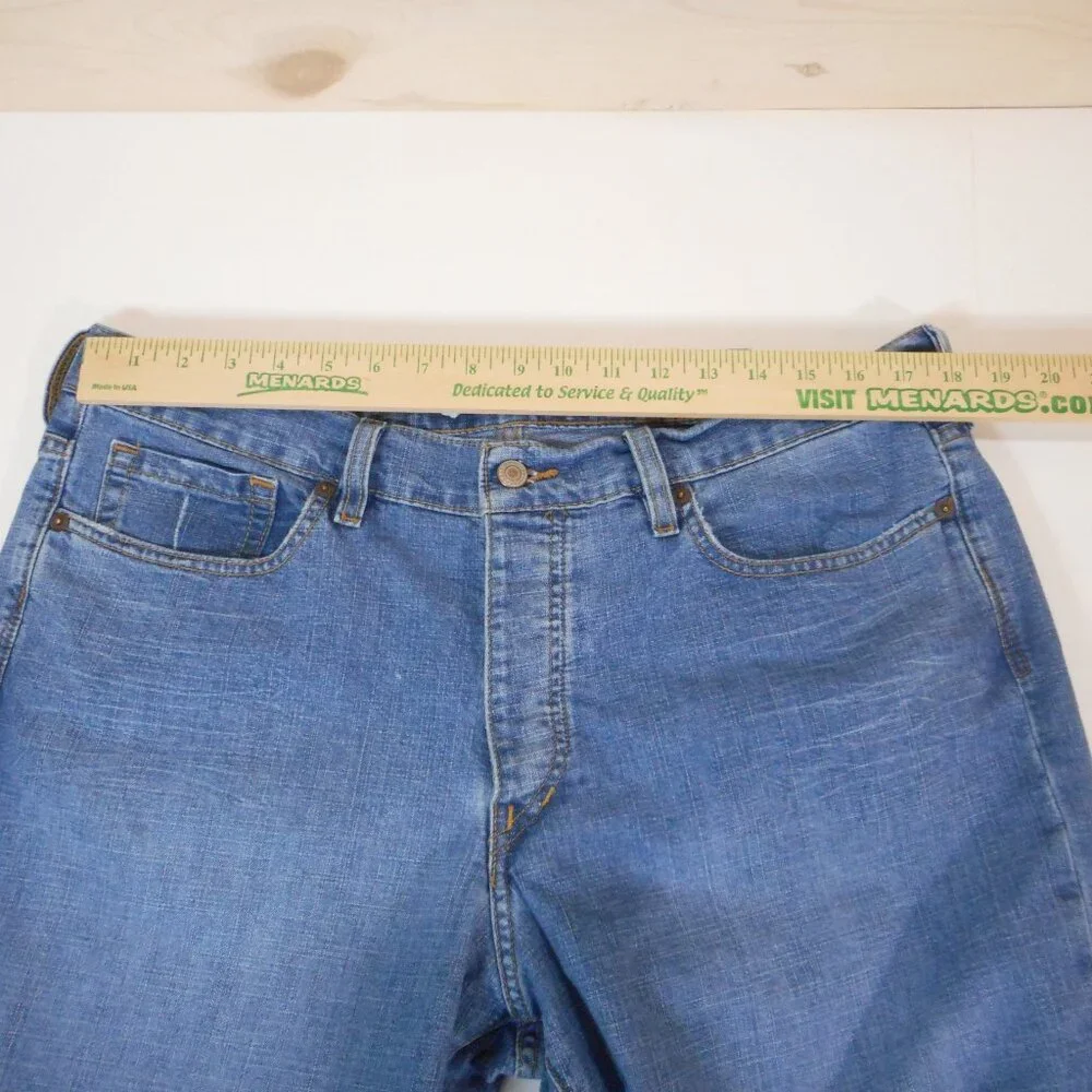 Express Men's size 38 x 32 [Actual 36x32] Denim Jeans Randigo Button Fly Blue